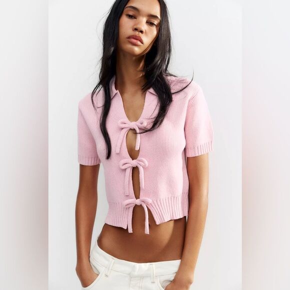 ZARA KNIT TOP WITH BOWS - Picture 4 of 12